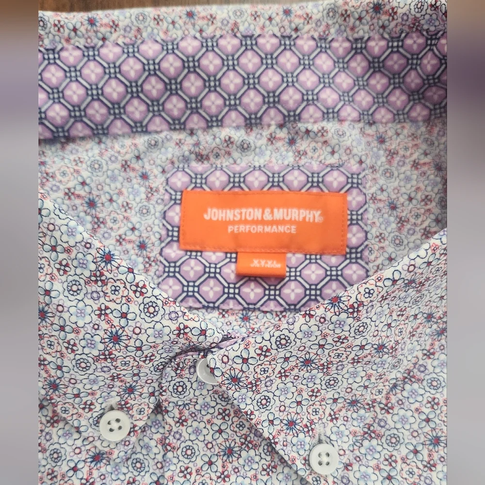 Johnston & Murphy Performance Purple Patterned Casual Shirt Size Xxxl - Picture 3 of 5